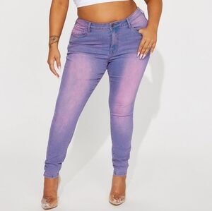 Fashion Nova Hampton Tinted High Stretch skinny jeans purple to pink fade